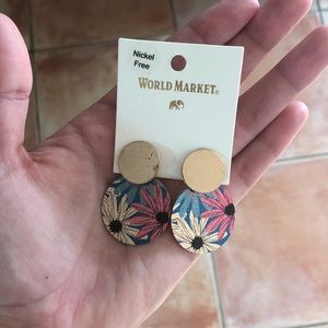 Floral and gold dangle earrings